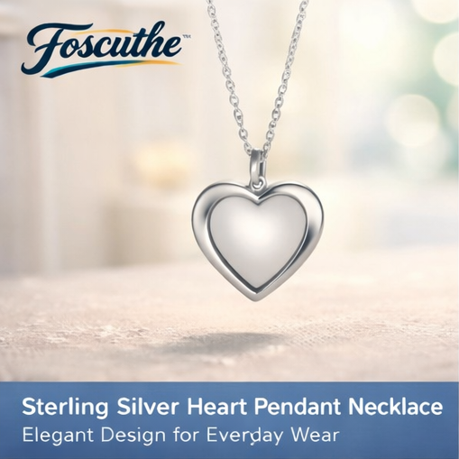 Foscutheโข Sterling Silver Heart Pendant Necklace โ Elegant Design for Everyday Wear, Sterling silver necklace, heart pendant necklace, everyday wear jewelry, elegant silver necklace, perfect gift for her