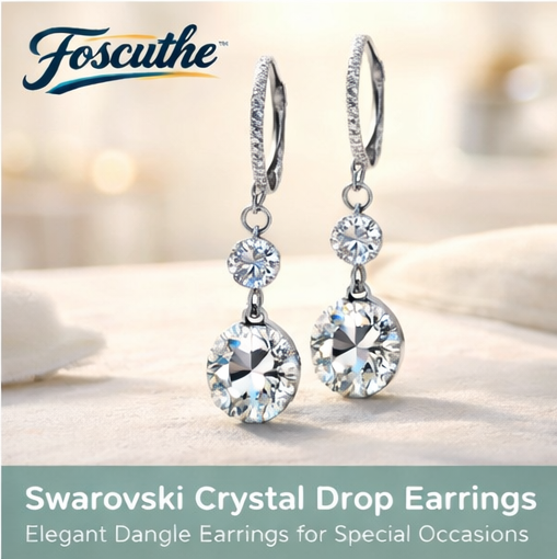 Foscuthe™ Swarovski Crystal Drop Earrings – Elegant Dangle Earrings for Special Occasions,Swarovski crystal earrings, drop earrings, dangle earrings, elegant earrings, special occasion jewelry